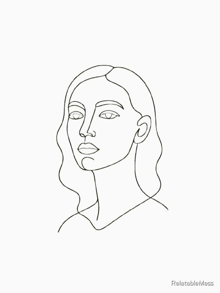 Minimalist One Line Woman Face Art - Continuous Abstract Drawing by RelatableMess
