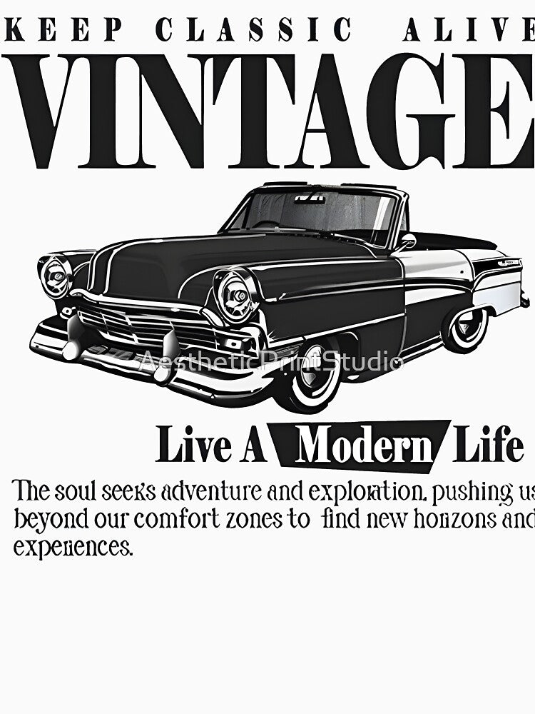 Vintage Car Classic by AestheticPrintStudio Unisex , , , Long Sleeve Tee