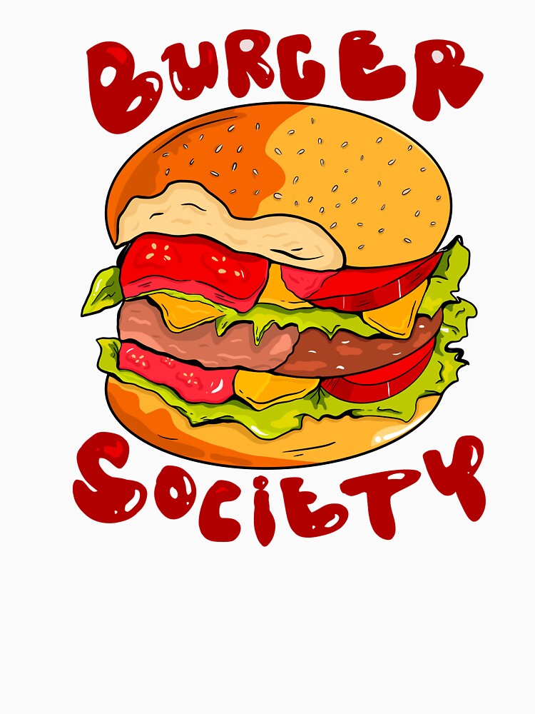 Burger Society – Retro Cheeseburger Food Lover Illustration by chupichapa Unisex , , , Long Sleeve Tee