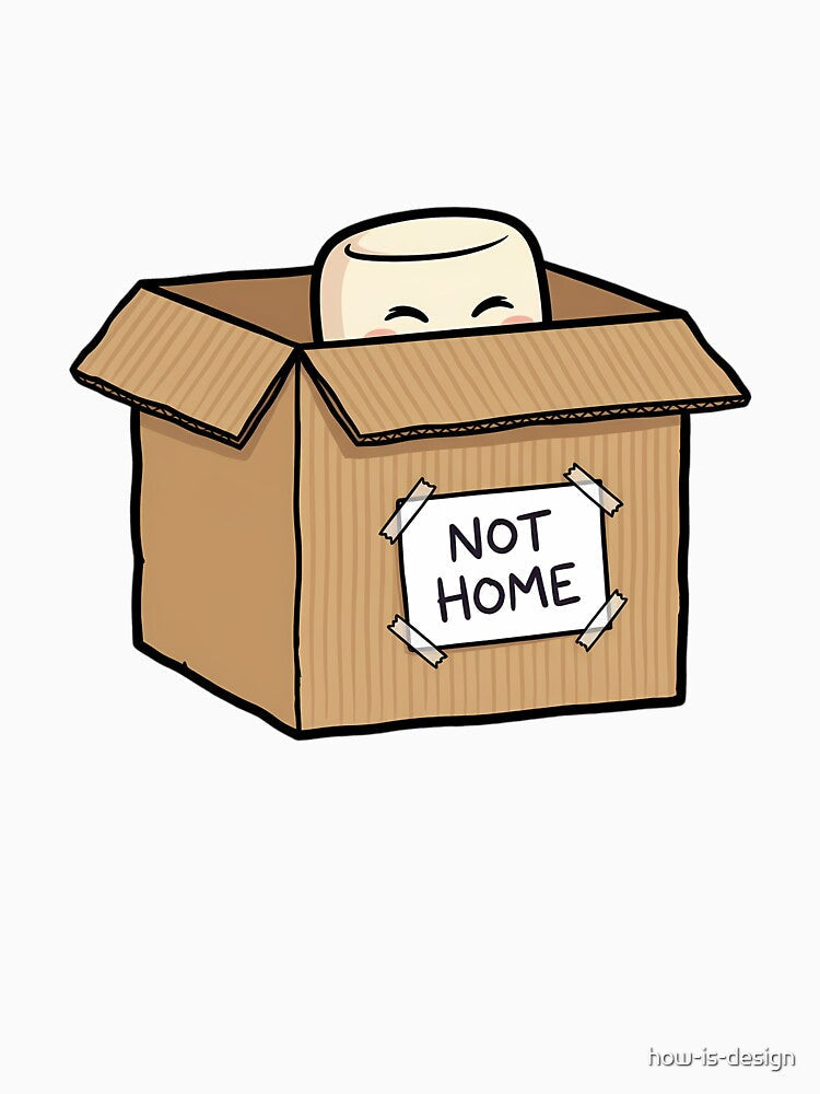 Not Home Funny Introvert Hiding In Box Homebody Humor by how-is-design Unisex , , , Long Sleeve Tee