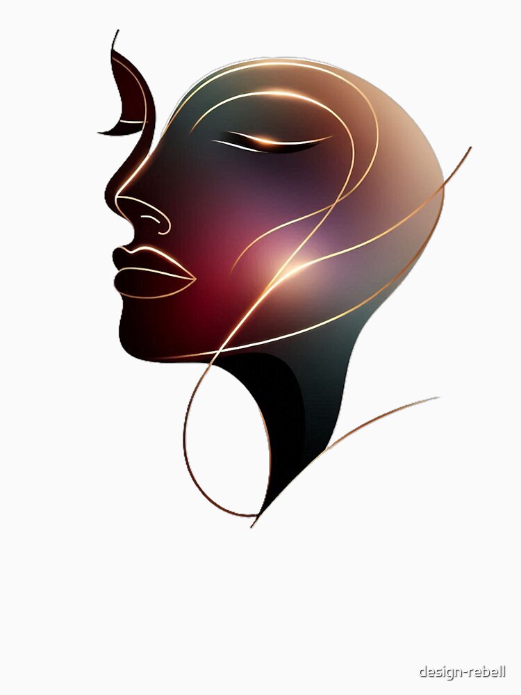 Midnight Glow – Surreal Minimalist Line Art – Portrait of a Woman by design-rebell