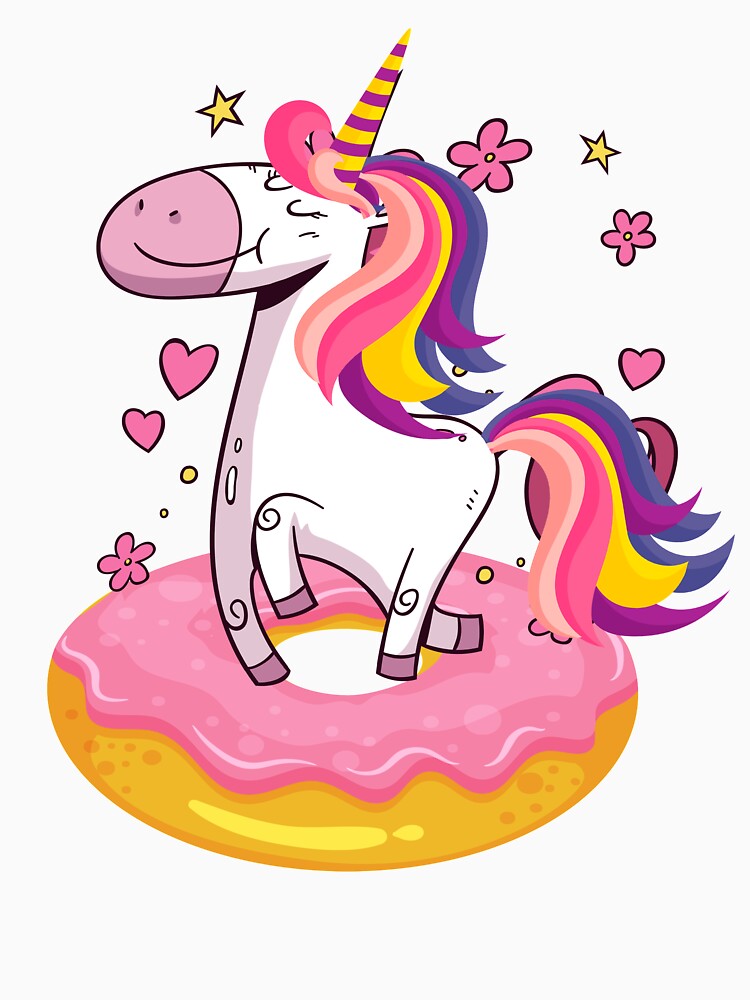 Rainbown Pastel Colors Unicorn Donut Funny Gift by chihai Unisex , , , Long Sleeve Tee