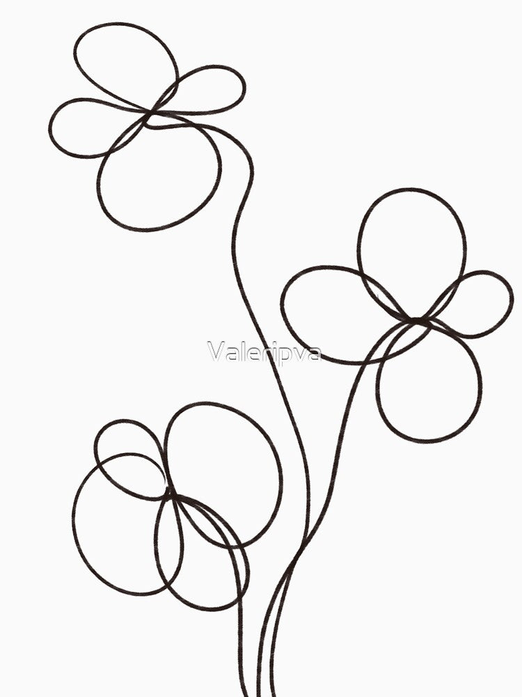 Flowers cotton line graphic by Valeripva Unisex , , , Long Sleeve Tee