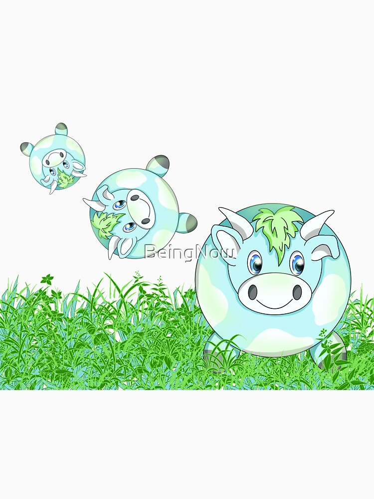 kawaii cow in grass by BeingNow Unisex , , , Long Sleeve Tee