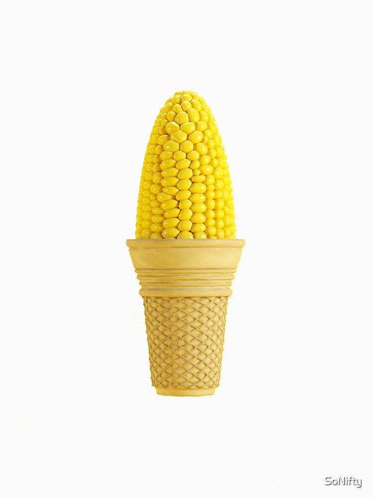 Vegan Pop Art Ice Cream Sweetcorn Cone Design by SoNifty Unisex , , , Long Sleeve Tee