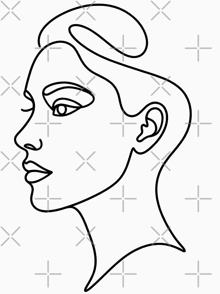 Minimalist Single Line Face Art by Aloxory