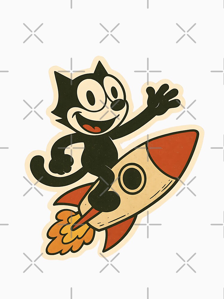FELIX CAT RIDING A ROCKET VINTAGE by infinitearte Unisex , , , Long Sleeve Tee