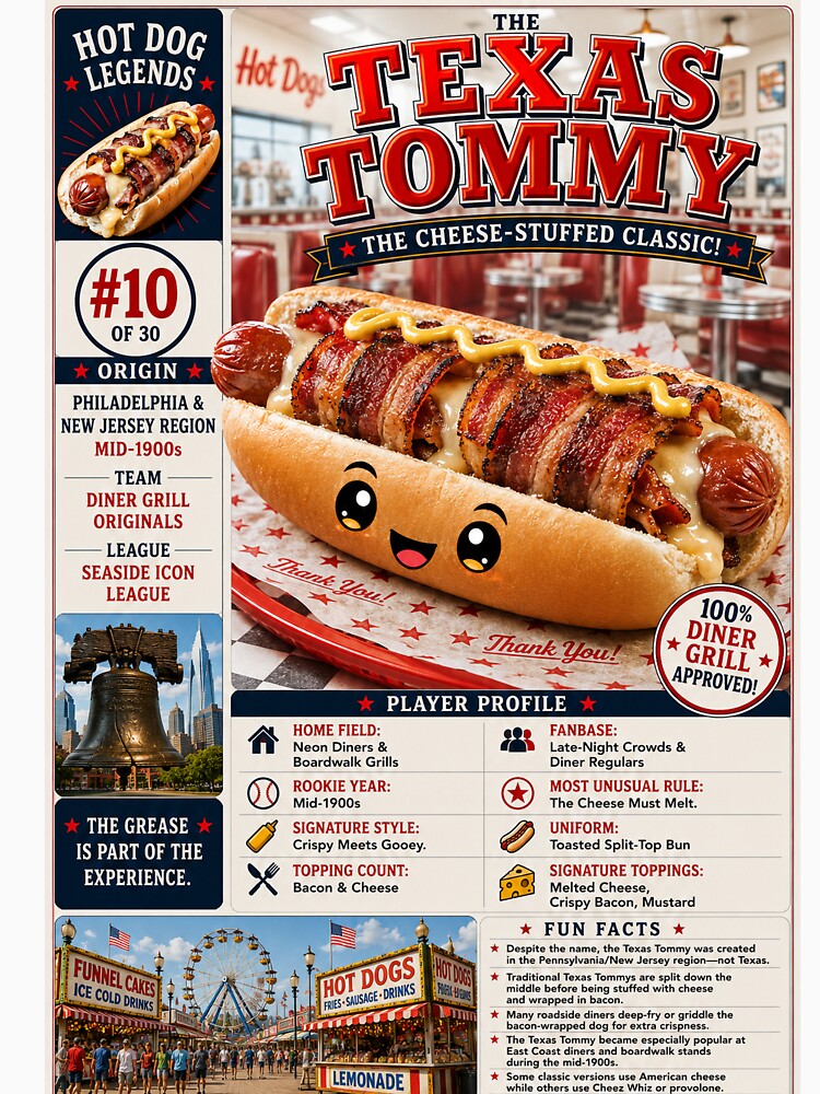 Hotdog Heros Texas Tommy by 1mooreroy Unisex , , , Long Sleeve Tee