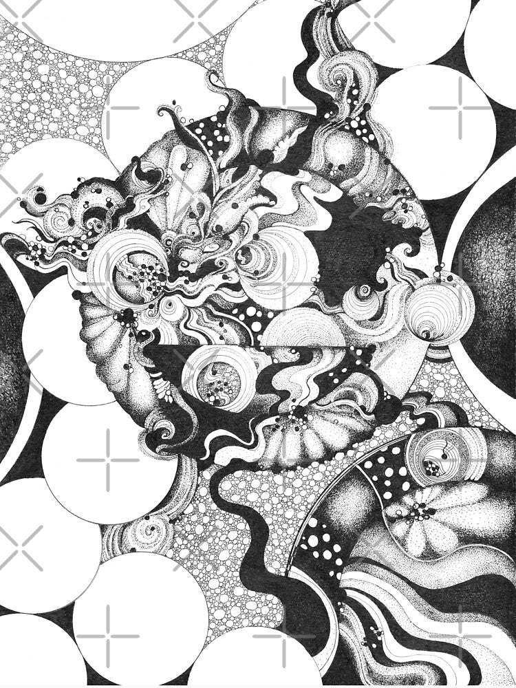 Moonlight Reflections – Surreal Pointillism Drawing with Flowing Shapes by DanielleJScott.com