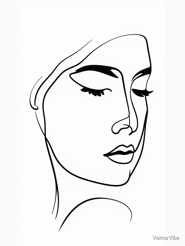 Minimalist Line Art Face – Elegant Abstract Portrait by VektorVibe