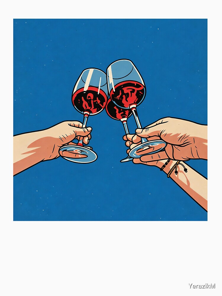 Wine Illustration I Cheers to summer! by YerazikM Unisex , , , Long Sleeve Tee