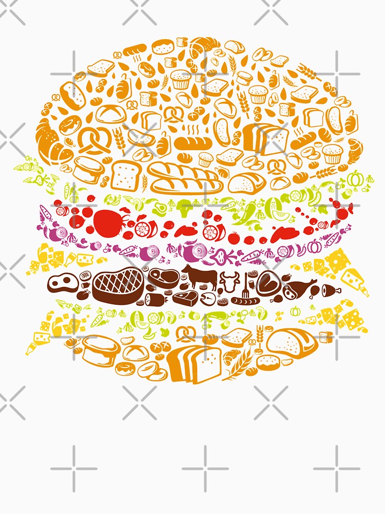 Relaxed Tee Shirt - Burger by DreamInk Studio Unisex , , , Long Sleeve Tee