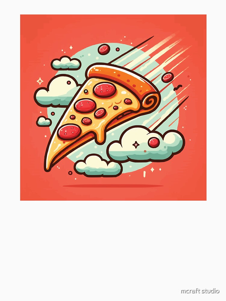 Flying slice of pizza by mcraft studio Unisex , , , Long Sleeve Tee