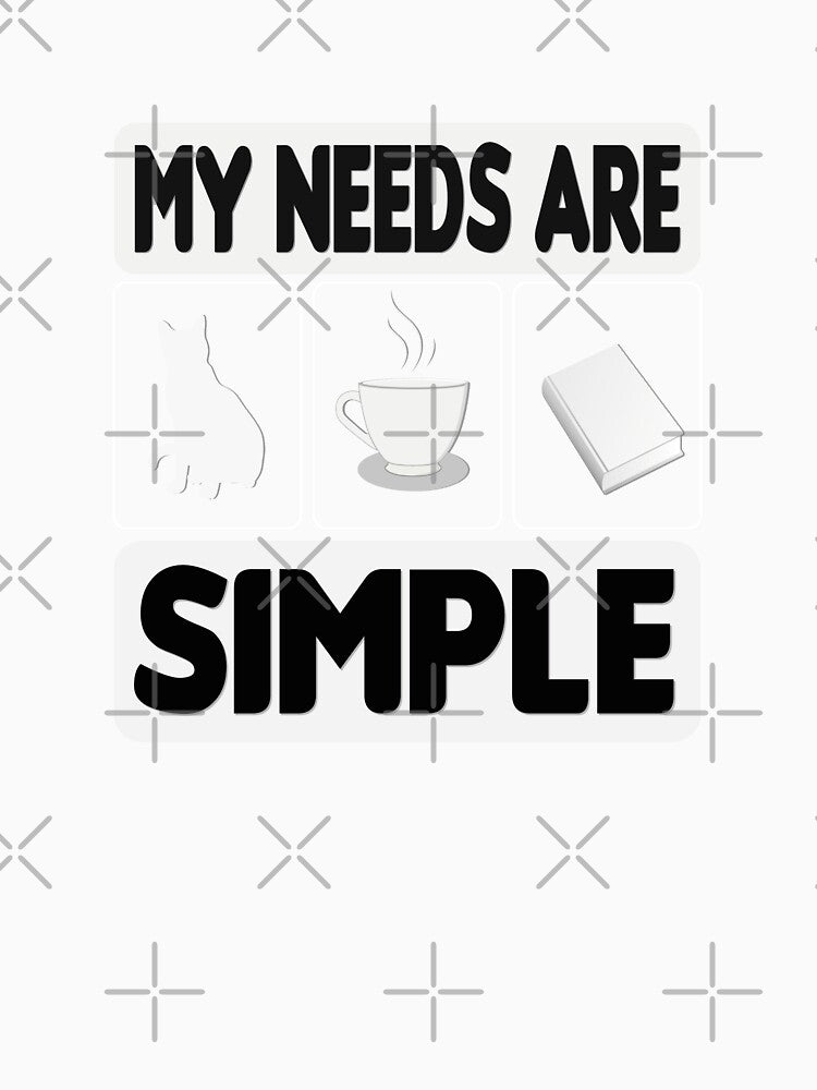 my needs are simple - Coffee Cat Books by Docartdesign Unisex , , , Long Sleeve Tee