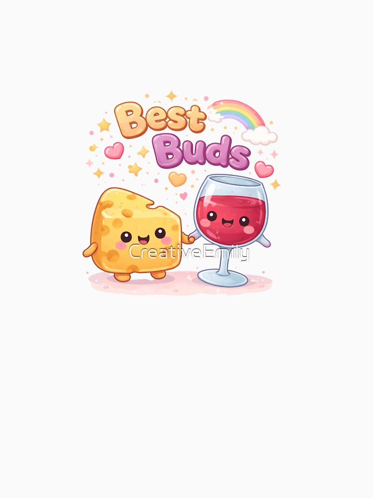 Best Buds Cheese and Wine Kawaii by CreativeEmily Unisex , , , Long Sleeve Tee