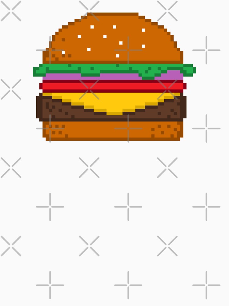Hamburger, Pixel art by xtrolix Unisex , , , Long Sleeve Tee