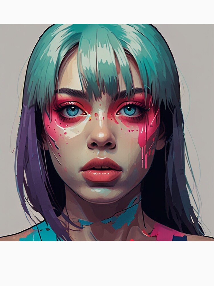 Pop Art Anime Bold Color Poster | Dark Cyberpunk Anime Design by Joy-boy-op Unisex , , , Long Sleeve Tee