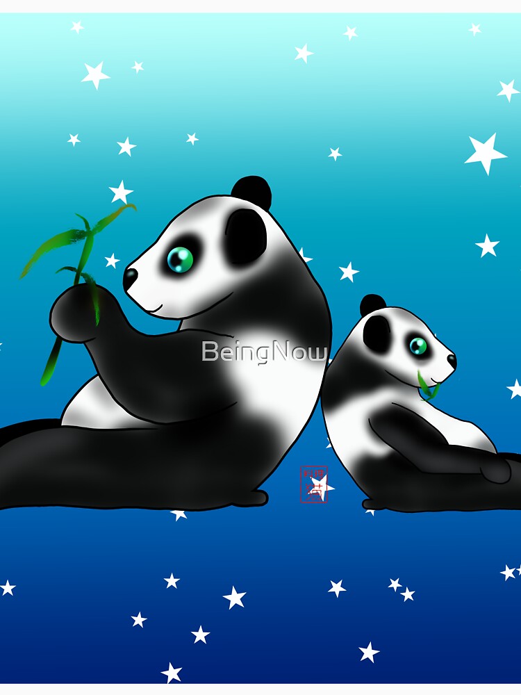 starry sky cartoon panda by BeingNow Unisex , , , Long Sleeve Tee