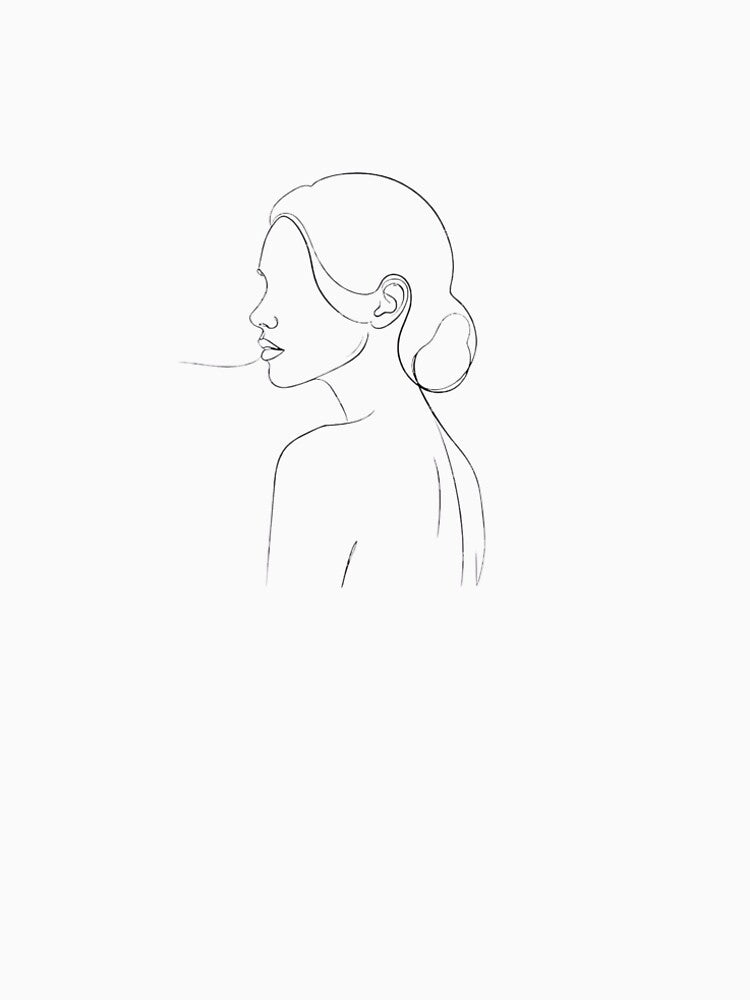 Calm Breathing Woman Minimalist One Line Art by VIOvISByVIOLETA