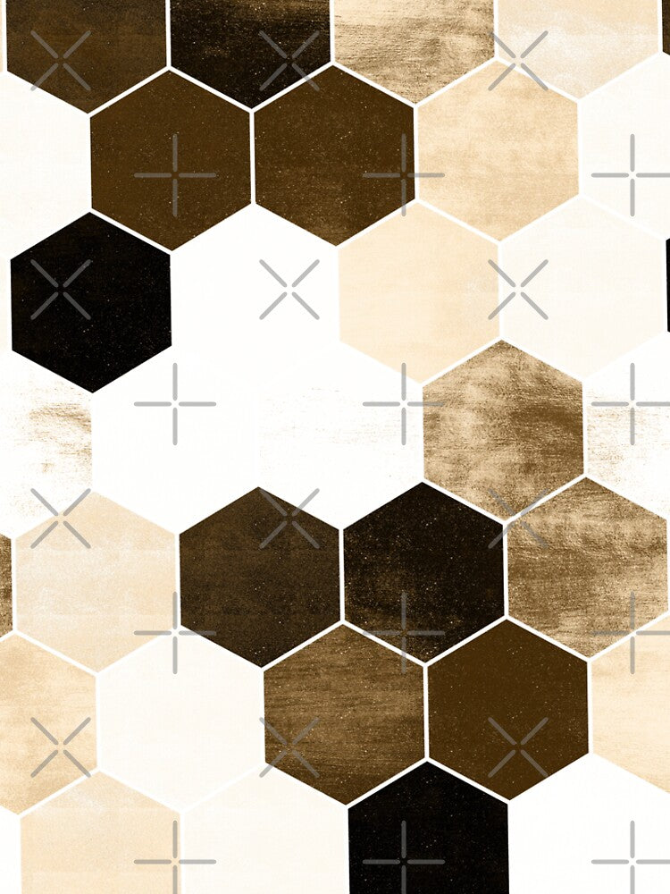 Honeycombs Print - Sepia Hexagon Stone Effect Art by K Design Store
