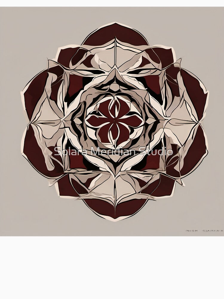 Crimson Accord – Marble Petal Mandala by Solara Meridian Studio