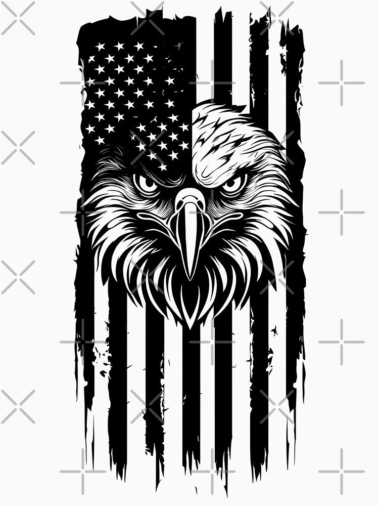 Premium black USA eagle on flag by Mate0 designer Unisex , , , Long Sleeve Tee