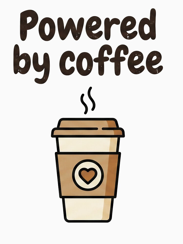 Funny Coffee Shirt – Powered by Coffee Minimal Design for Coffee Lovers by Mihalystudio Unisex , , , Long Sleeve Tee