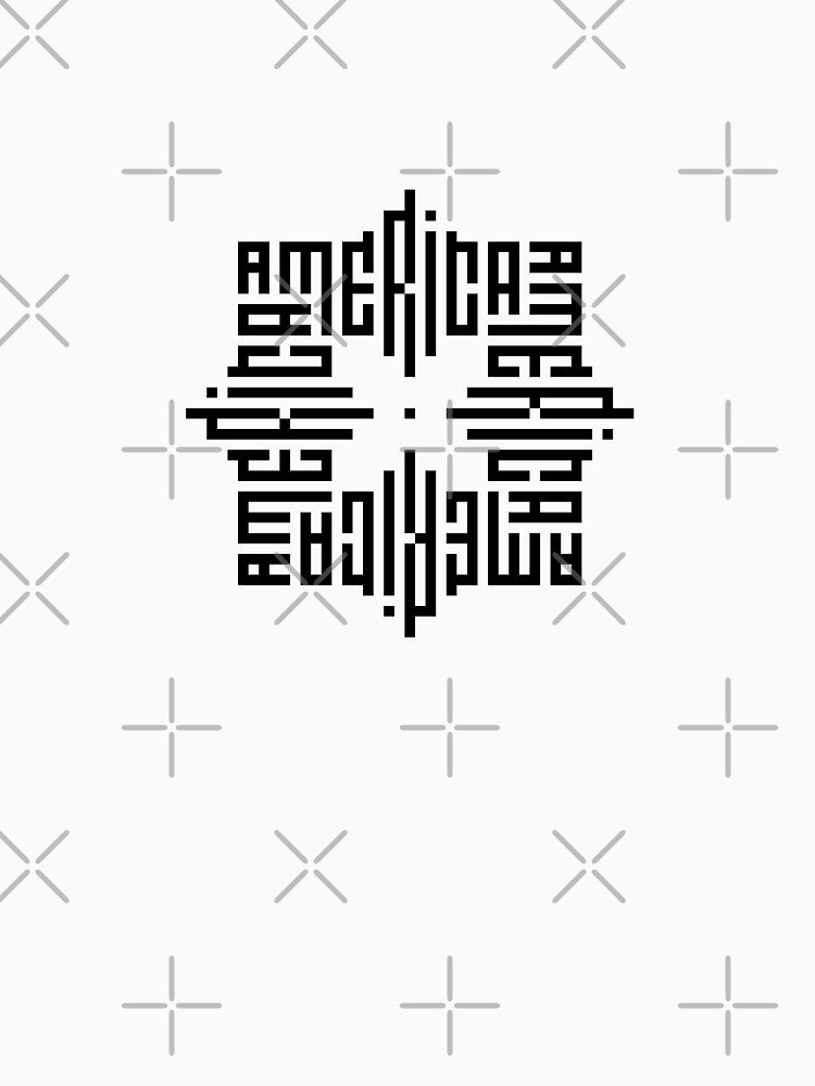 AMERICA | Black | Modern Geometric Kufi Calligraphy | From Name to Art by FOR YOUR NAME Unisex , , , Long Sleeve Tee