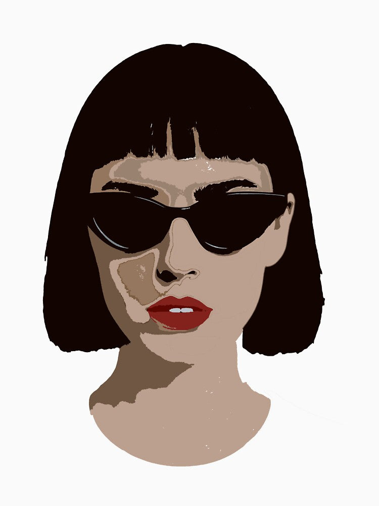 Bold Black Hair, Red Lips Icon. by dakotii