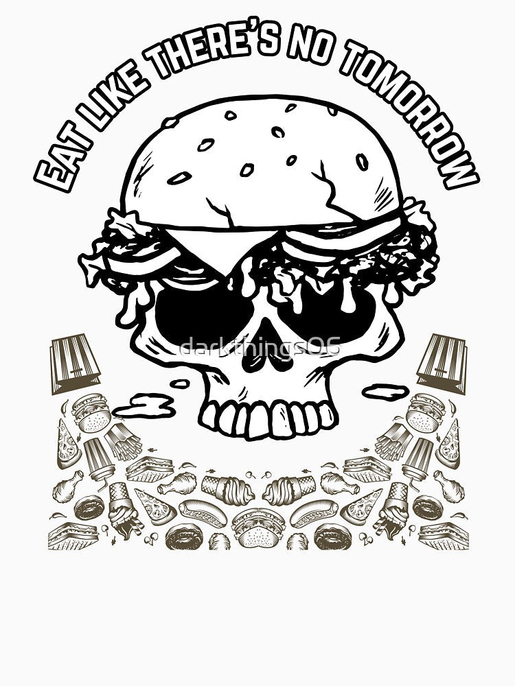 eating burger by darkthings design Unisex , , , Long Sleeve Tee