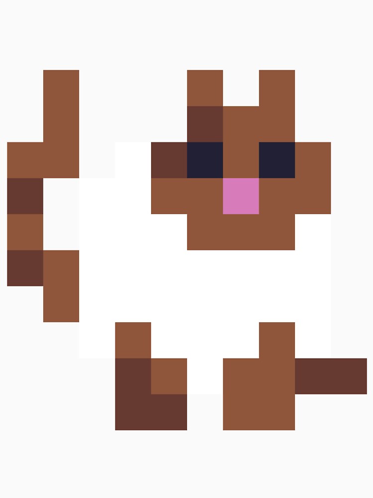 White and Brown Fat Pixel Cat by Michael Stewart Unisex , , , Long Sleeve Tee