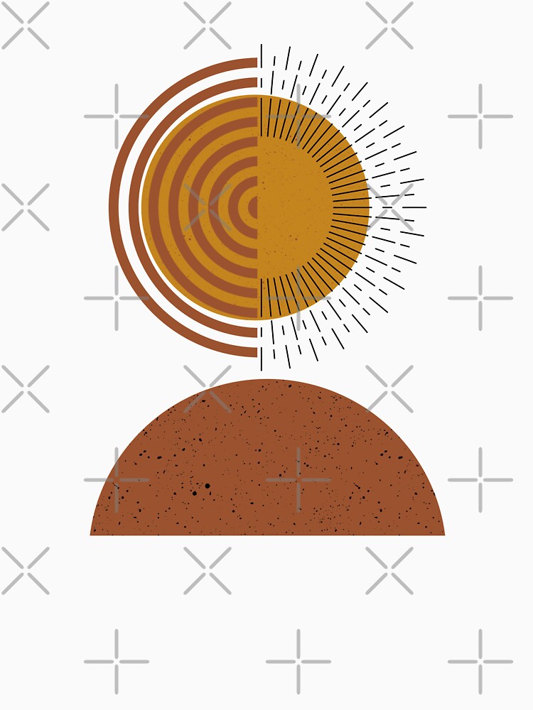 Sun And Mountain Brown Yellow by ArunikaPrints