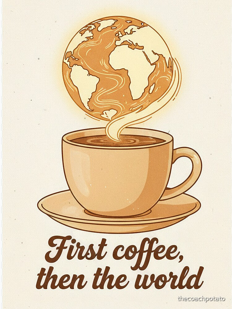 First Coffee, Then the World – Coffee Lovers Design by thecoachpotato Unisex , , , Long Sleeve Tee