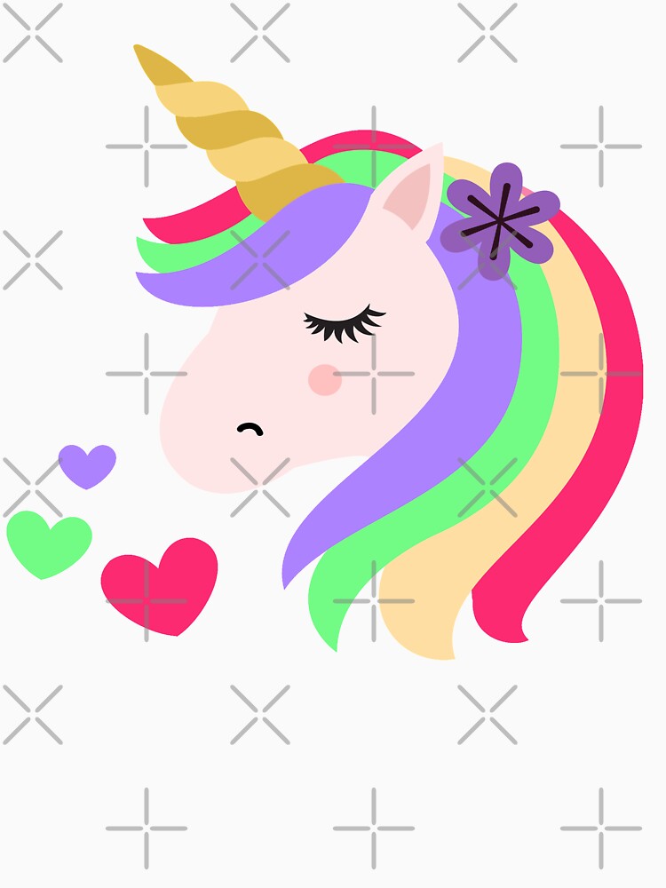Cute Unicorn Face by Esmilna Castillo Unisex , , , Long Sleeve Tee