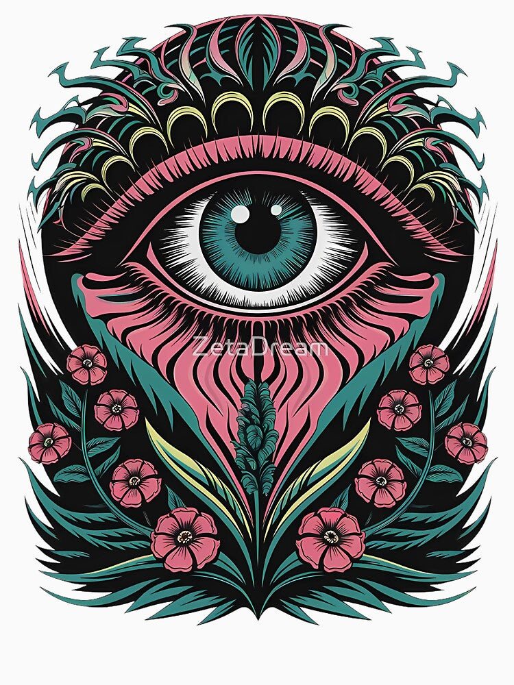 Mystical Floral Eye Illustration with Psychedelic Details by ZetaDream