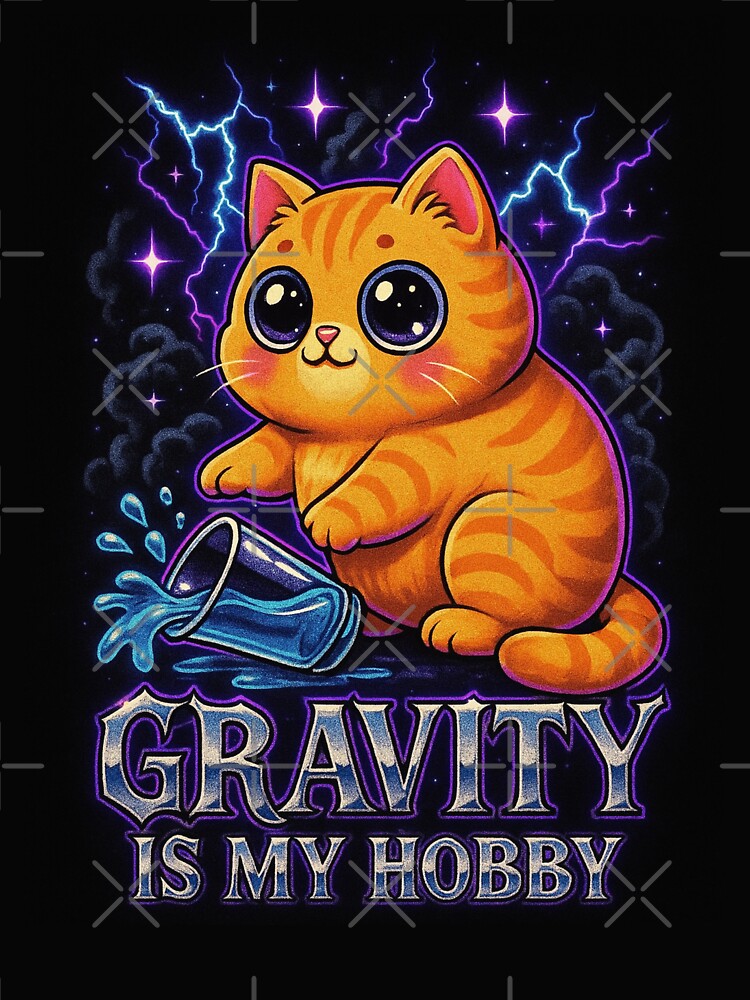 Kawaii Chaos Cat – Gravity Is My Hobby by catastrocat Unisex , , , Long Sleeve Tee