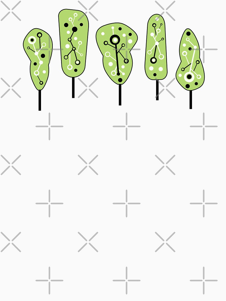 Mid Century Modern Trees // Version 1 // Green, Black and White by Elsy's Art