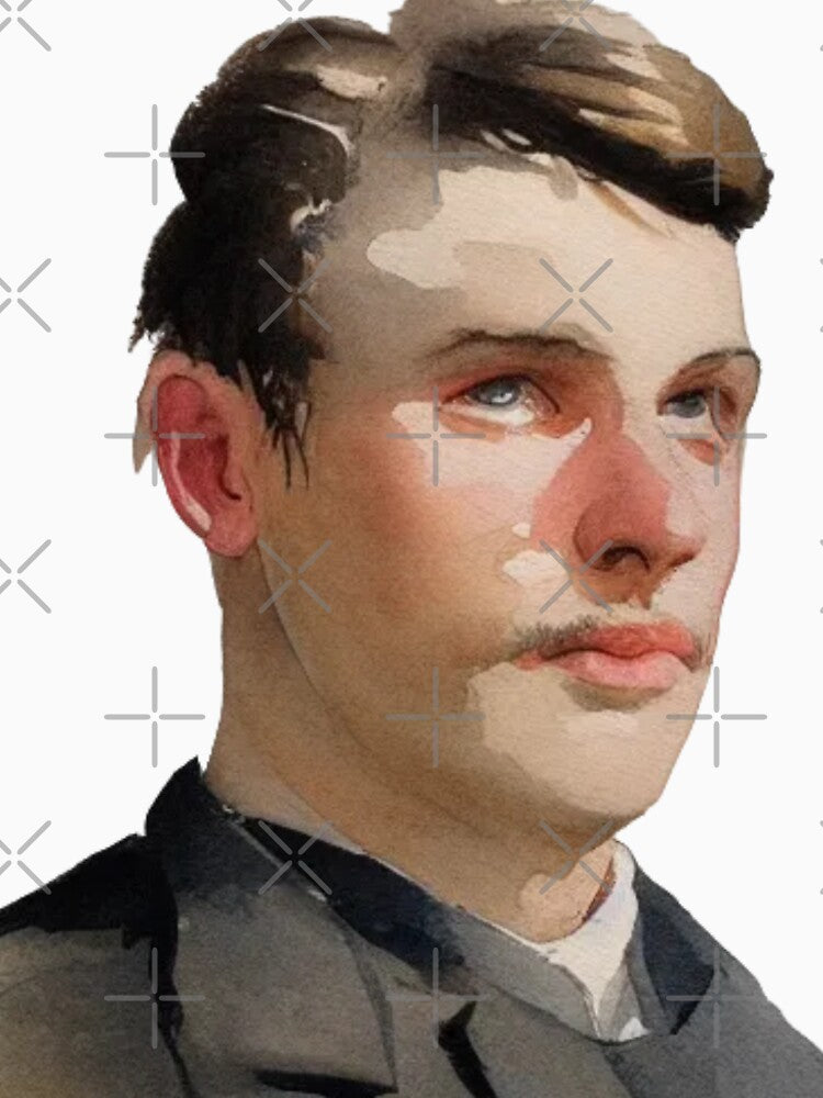 Vintage portrait man, watercolor male face, male portrait art, Male portrait illustration, Male face sketch art by Artsareus