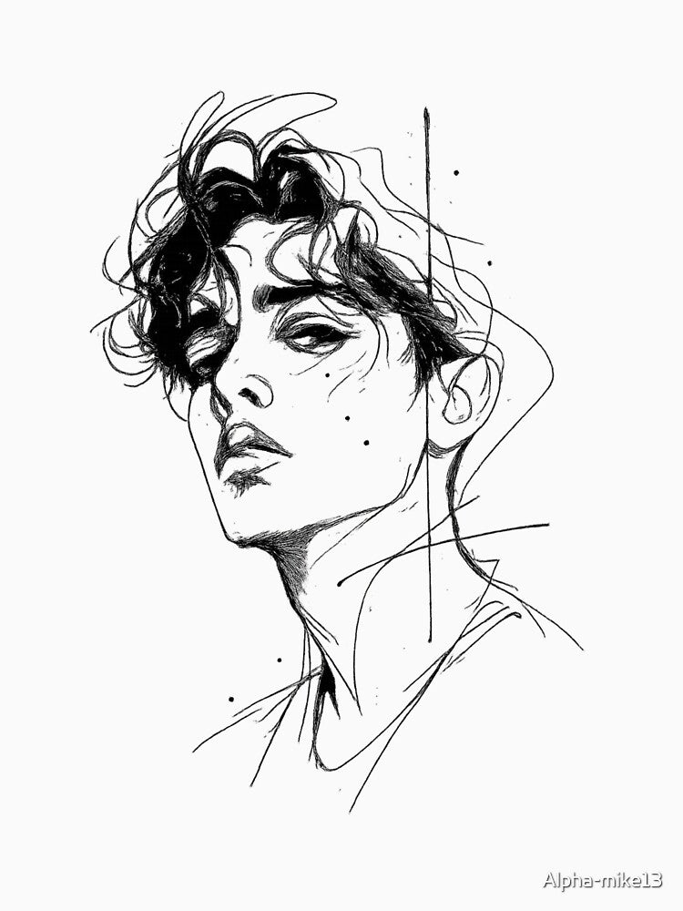 Raw Emotion – Minimalist Sketch Portrait by Alpha-mike13