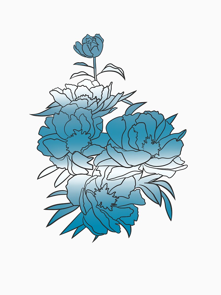 Blue Peonies by kallydru Unisex , , , Long Sleeve Tee