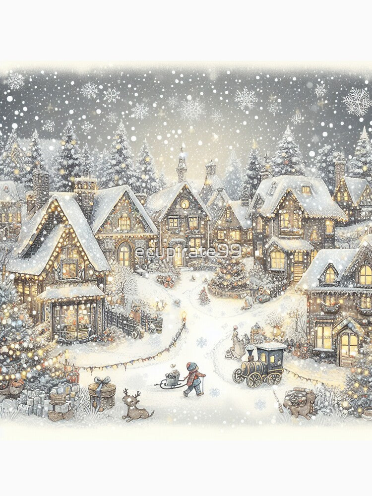Christmas Village during a snow by ecupirate99 Unisex , , , Long Sleeve Tee