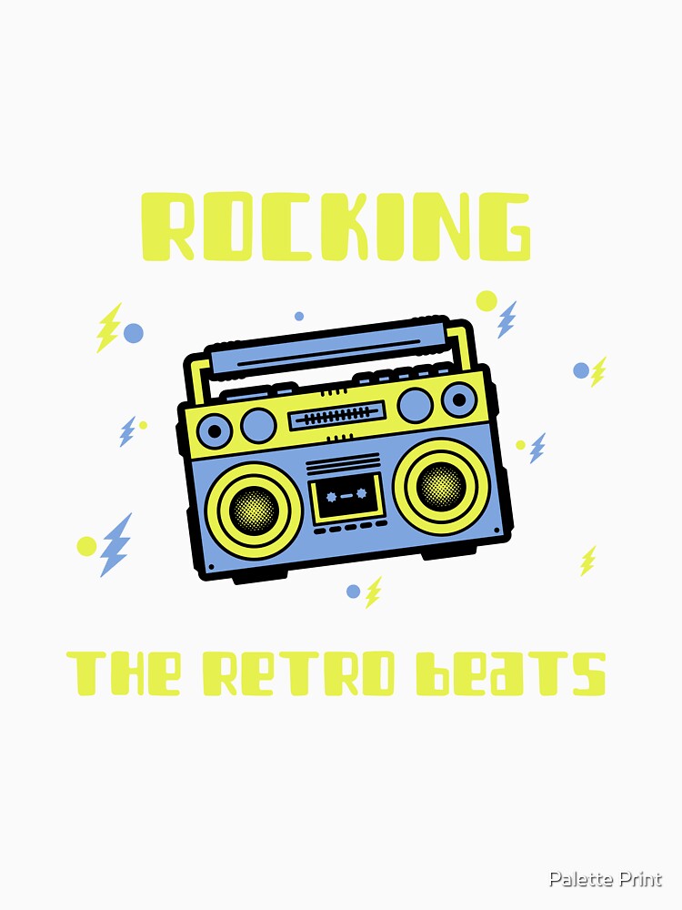 Retro Vintage 80s Music Lover Boombox by Palette Print Unisex , , , Long Sleeve Tee