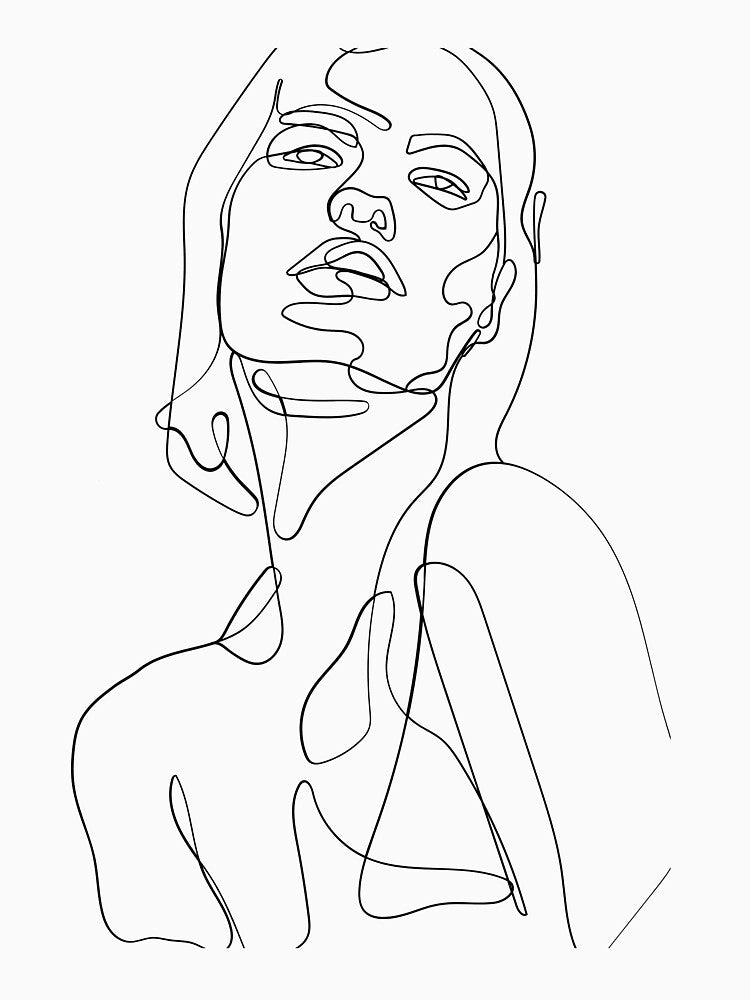 Minimalist Continuous Line Drawing Female Portrait by meri3465