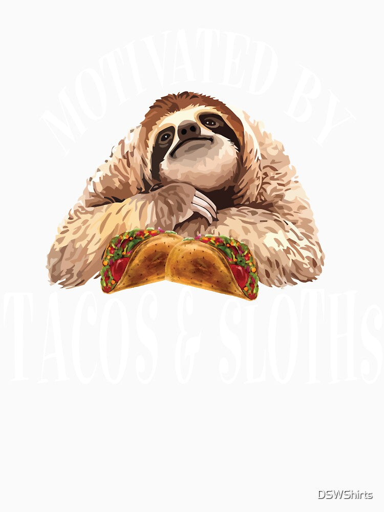 Motivated By Tacos And Sloths Taco Tshirt Funny Sloth by DSWShirts Unisex , , , Long Sleeve Tee