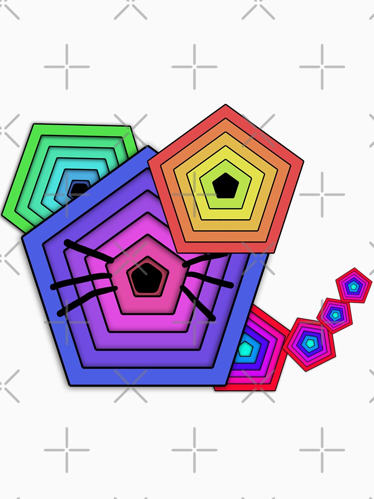 Pentagonal Purr: Overlapping Cat with Tail by EnjoYarty