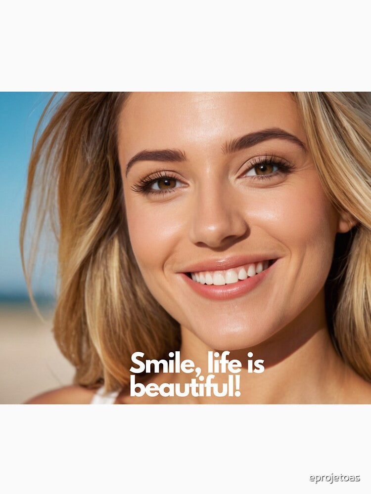 Smile, Life is Beautiful: Illustration of a Smiling Woman" by eprojetoas