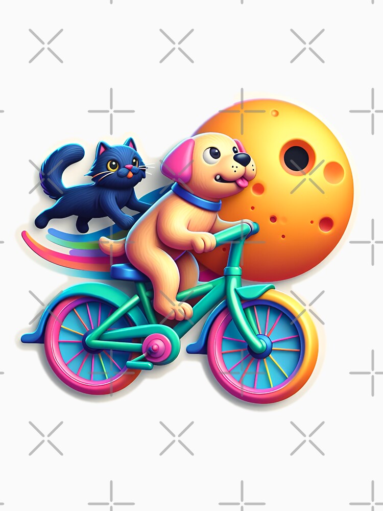 Dog riding cycle with cat design #040420241 by NCNGDESIGN Unisex , , , Long Sleeve Tee