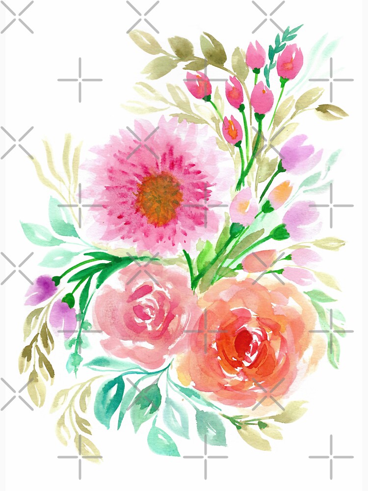 Pink Peach Flower in Watercolor Painting by MyArt23 Unisex , , , Long Sleeve Tee
