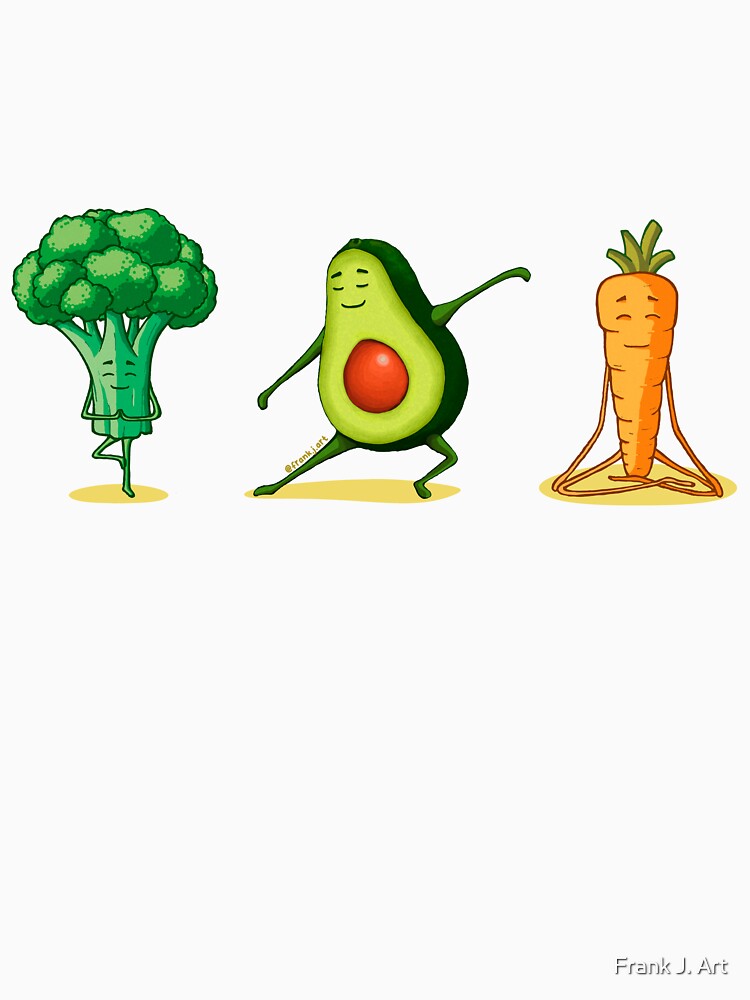 Cute yoga veggies: broccoli - avocado - carrot by Frank J. Art