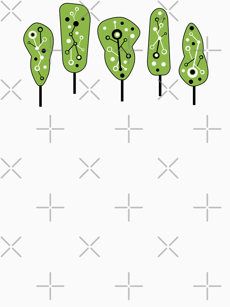 Mid Century Modern Trees // Version 2 // Green, Black and White by Elsy's Art